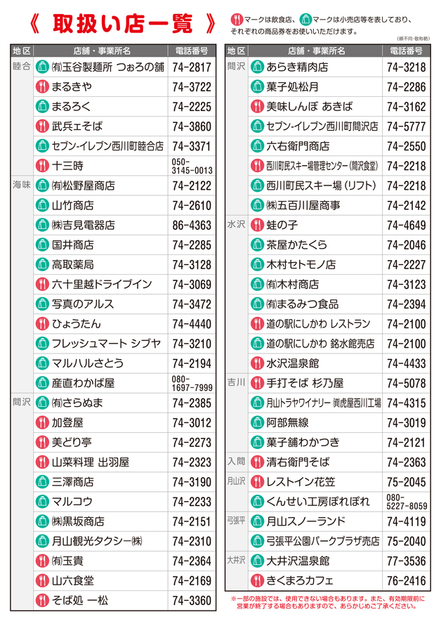 取扱い店一覧